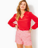 Giana Long Sleeve Silk Top - Amaryllis Red-Lilly Pulitzer