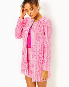 Dashielle Tweed Jacket - Pink Palms-Lilly Pulitzer