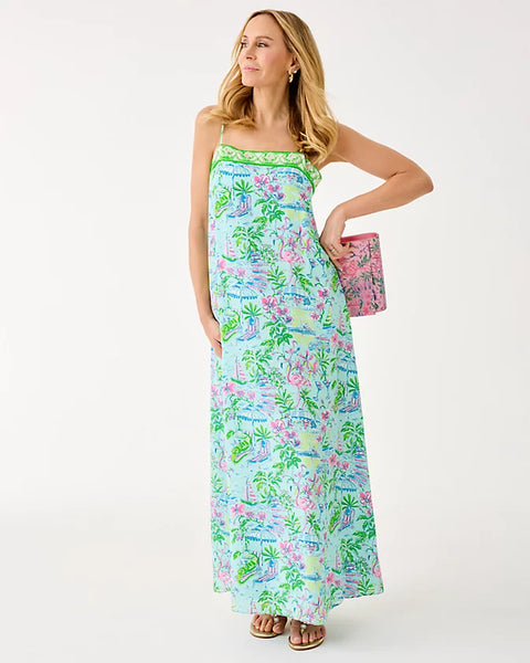 Amalfi Silk Maxi Dress, Salt Pond Blue-Lilly Pulitzer