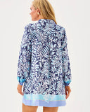 Iralanne Long Sleeve Popover, Sapphire Pool Summer Shorelines Engineered Woven Dress-Lilly Pulitzer