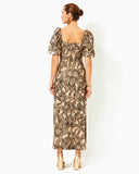 Linora Maxi Dress, Wicker Tan Embroidered Sequin Exploded Flora-Lilly Pulitzer