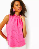 Dahliana Eyelet Top - Roxie Pink-Lilly Pulitzer