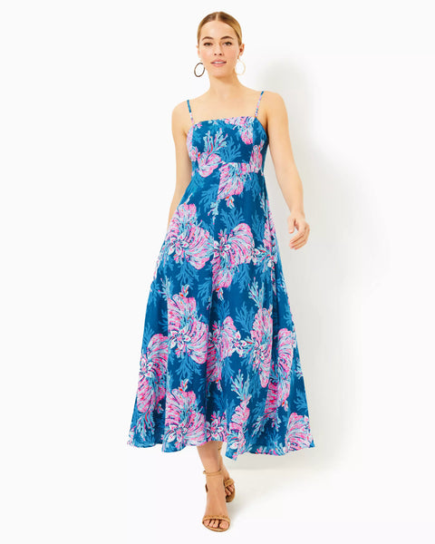 Jorgian Linen Midi Dress - For the Fans Multi-Lilly Pulitzer