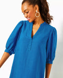 Mialeigh Elbow Sleeve Linen Top, Barton Blue-Lilly Pulitzer