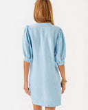 Mialeigh Elbow Sleeve Linen Dress, Blue Peri X Resort White-Lilly Pulitzer