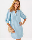 Mialeigh Elbow Sleeve Linen Dress, Blue Peri X Resort White-Lilly Pulitzer