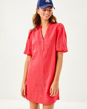 Mialeigh Linen Dress, Cane Coral-Lilly Pulitzer