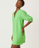 Mialeigh Elbow Sleeve Linen Dress, Outting Green x Resort White-Lilly Pulitzer