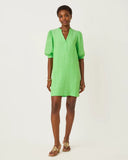 Mialeigh Elbow Sleeve Linen Dress, Outting Green x Resort White-Lilly Pulitzer