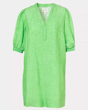 Mialeigh Elbow Sleeve Linen Dress, Outting Green x Resort White-Lilly Pulitzer