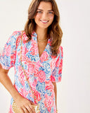 Mialeigh Elbow Sleeve Linen Dress, Lil Sun Sea Sand, Resort White-Lilly Pulitzer