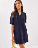 Mialeigh Elbow Sleeve Linen Dress, True Navy-Lilly Pulitzer