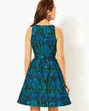 Jollian Brocade Dress, Deep Lagoon Berry Wild Metallic Brocade-Lilly Pulitzer