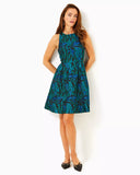 Jollian Brocade Dress, Deep Lagoon Berry Wild Metallic Brocade-Lilly Pulitzer