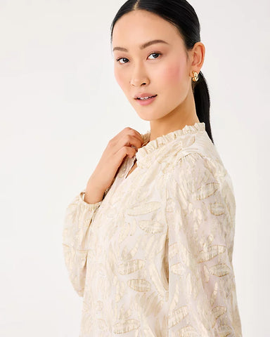 Giana Long Sleeve Silk Top, Coconut-Lilly Pulitzer