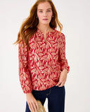 Giana Long Sleeve Silk Top, Cranberry Red-Lilly Pulitzer