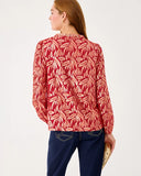 Giana Long Sleeve Silk Top, Cranberry Red-Lilly Pulitzer
