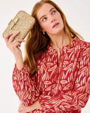 Giana Long Sleeve Silk Top, Cranberry Red-Lilly Pulitzer