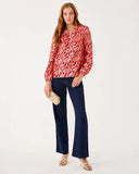 Giana Long Sleeve Silk Top, Cranberry Red-Lilly Pulitzer