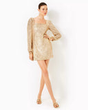 Zelda Skirted Romper, Gold Metallic-Lilly Pulitzer