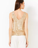 Jaret Knit Top, Gold Metallic