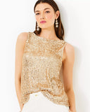 Jaret Knit Top, Gold Metallic