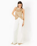 Jaret Knit Top, Gold Metallic