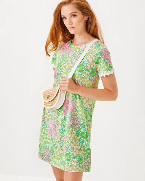 Cody Short Sleeve Dress, Fauna Green Lime Feeling Good-Lilly Pulitzer