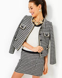 Kels Mini Skirt, Noir Houndstooth Sequin Boucle-Lilly Pulitzer