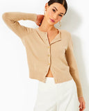 Fairley Cashmere Cardigan, Heathered Sand Bar Metallic-Lilly Pulitzer