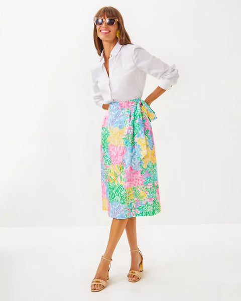 Rowena Midi Skirt, Multi Bright Delight Patch-Lilly Pulitzer