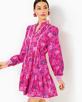 Arletta Dress, Giraffic Park, Passion Fruit Pink-Lilly Pulitzer