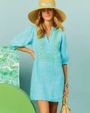 Mialeigh Elbow Sleeve Linen Dress, Capri Blue x Resort White-Lilly Pulitzer
