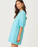 Mialeigh Elbow Sleeve Linen Dress, Capri Blue x Resort White-Lilly Pulitzer