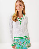 Suzette Sweater, Resort White X Fauna Green-Lilly Pulitzer