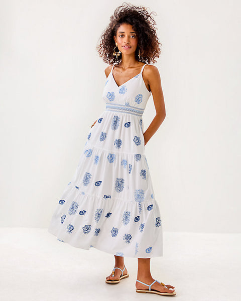 Zanna Embroidered Cotton Midi Dress-Lilly Pulitzer