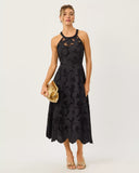 Denise Lace Midi Dress, Noir