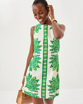 Devyn Stretch Shift Dress- Kitts Green Shady Babe Engineered Woven Dress