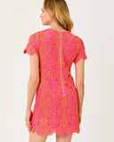 Cortney Crochet Shift - Cherry Blossom Pink X Sunset Orange Full Bloom Knit Crochet Panel