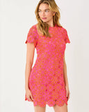 Cortney Crochet Shift - Cherry Blossom Pink X Sunset Orange Full Bloom Knit Crochet Panel