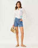 Sea View Button Down, Throw Me A Line Embroidery, Resort White-Lilly Pulitzer