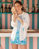 Sea View Button Down, Throw Me A Line Embroidery, Resort White-Lilly Pulitzer