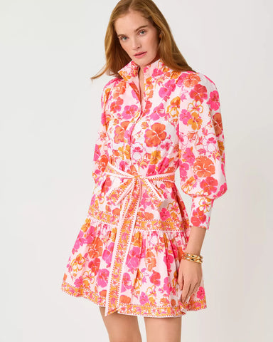 Drena Dress, Resort White Pansy Fansy Engineered Woven Dress-Lilly Pulitzer