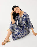 Bellina Silk Maxi caftan, Low Tide Navy-Lilly Pulitzer