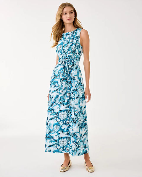 ClaraJane Stretch Maxi Shidt Dress, Bellavue Blue Lilly Gulls-Lilly Pulitzer