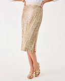 Kendrick Midi Skirt, Gold Metallic-Lilly Pulitzer
