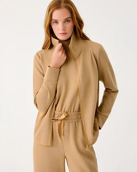 Basque Full Zip Up Jacket, Heathered Iced Latte-Lilly Pulitzer