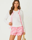 Brockton Crew Neck Cardigan Sweater, Resort White X Conch Shell Pink-Lilly Pulitzer