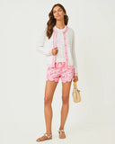 Brockton Crew Neck Cardigan Sweater, Resort White X Conch Shell Pink-Lilly Pulitzer