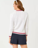 Brockton Crew Neck Cardigan, Resort White X Paradise Punch-Lilly Pulitzer